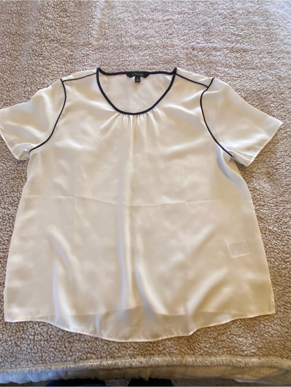 Banana Republic Ivory Blouse with Black Piping